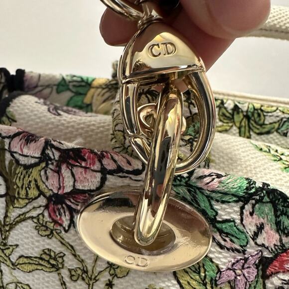 Christian Lady Dior NWT New Fabric Latte Embroidery Off-White Bag - Picture 5 of 16